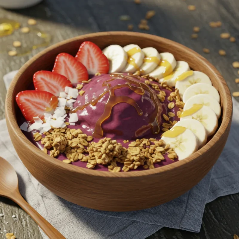 Açaí bowl prepared with pure açaí powder