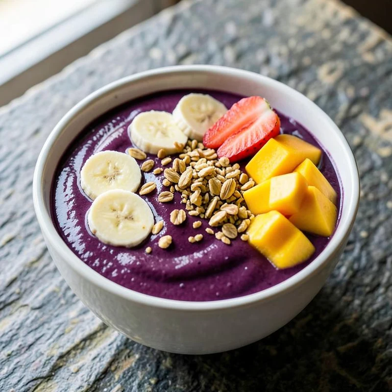 Açaí bowl served in a shop
